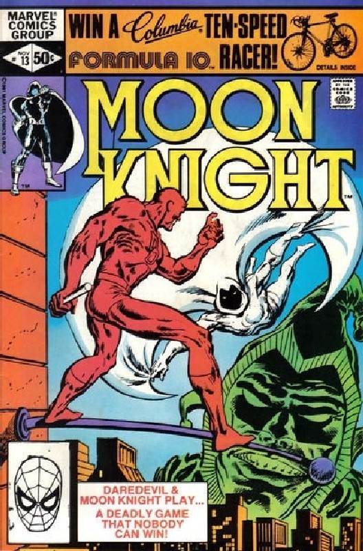 Moon Knight vs Daredevil<br> Cover of Moon Knight (Vol 1) #13. One of 250,000 Vintage American Comics on sale from Krypton!