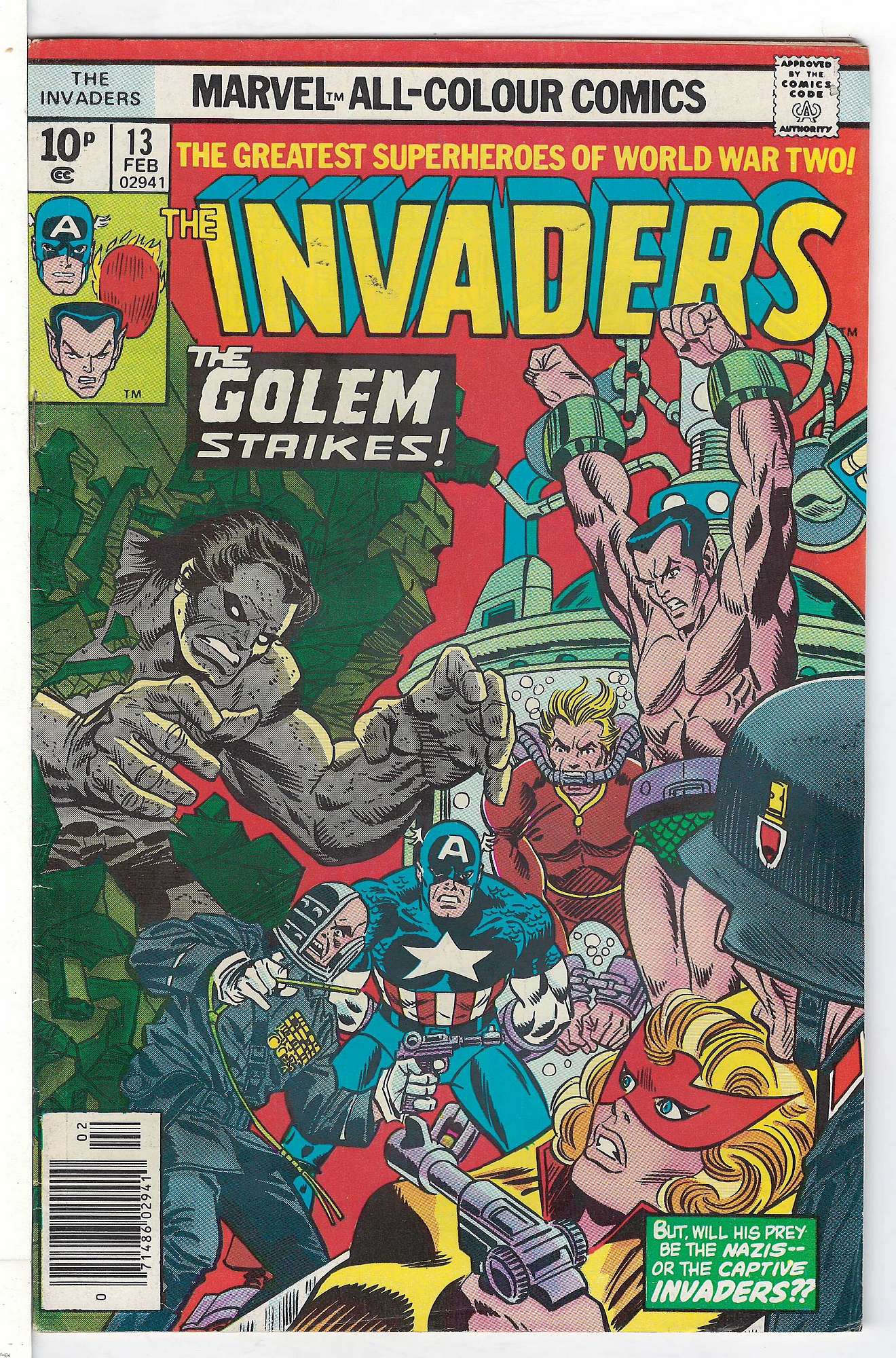 ACTUAL SCAN OF COMIC!<br> Cover of Invaders (Vol 1) #13. One of 250,000 Vintage American Comics on sale from Krypton!