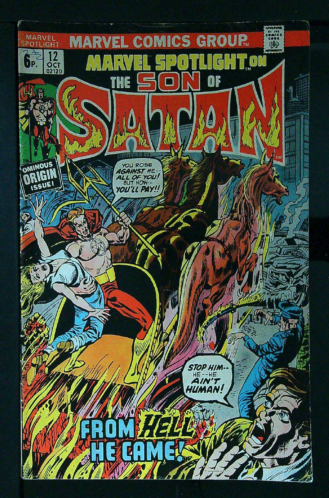 1st Full Son of Satan<br>ACTUAL SCAN OF COMIC!<br>Pen on Cover - See Scan Cover of Marvel Spotlight (Vol 1) #12. One of 250,000 Vintage American Comics on sale from Krypton!