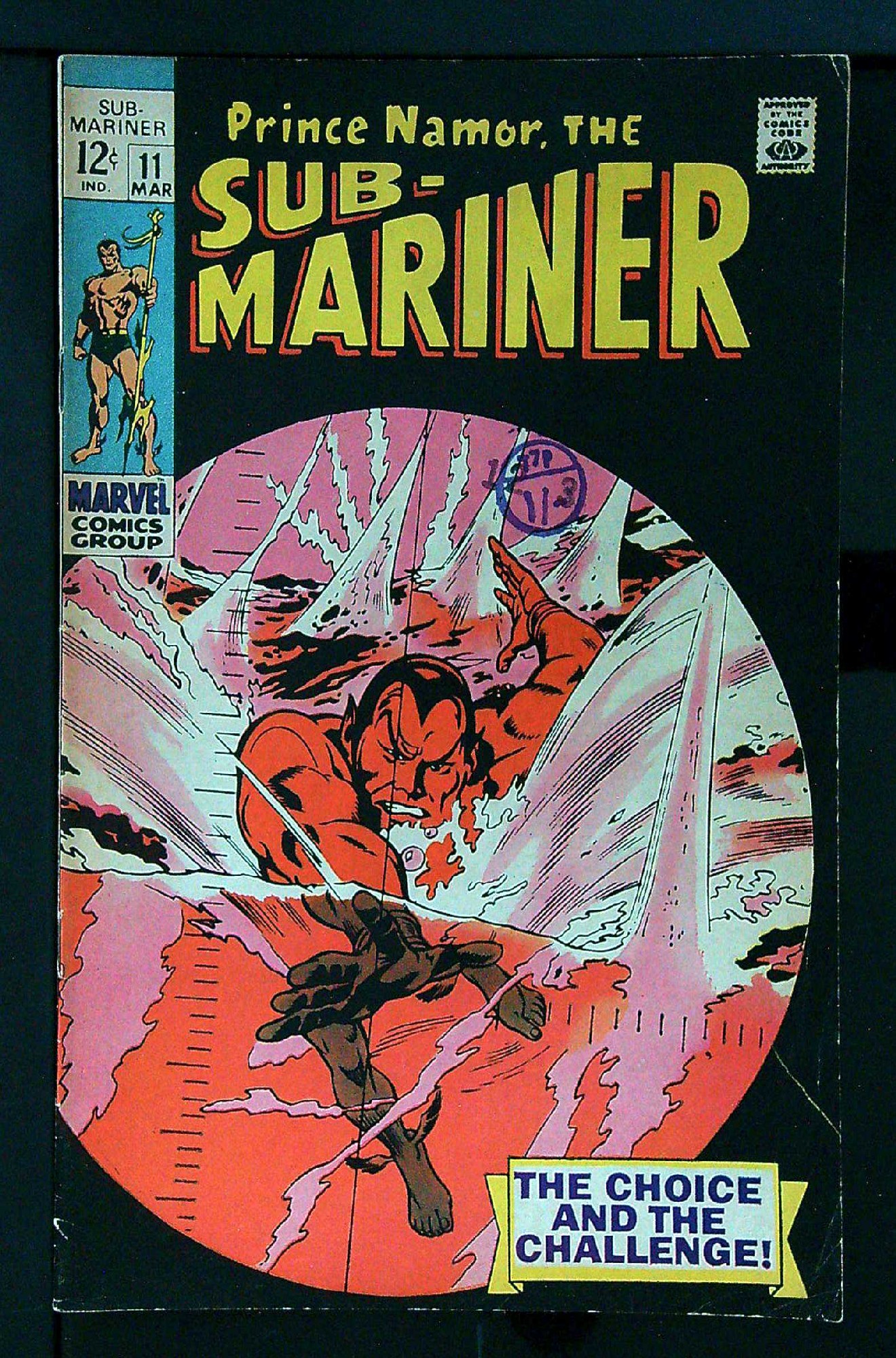 ACTUAL SCAN OF COMIC!<br>Distribution Stamp on Cover - See Scan Cover of Sub-Mariner (Vol 1) #11. One of 250,000 Vintage American Comics on sale from Krypton!