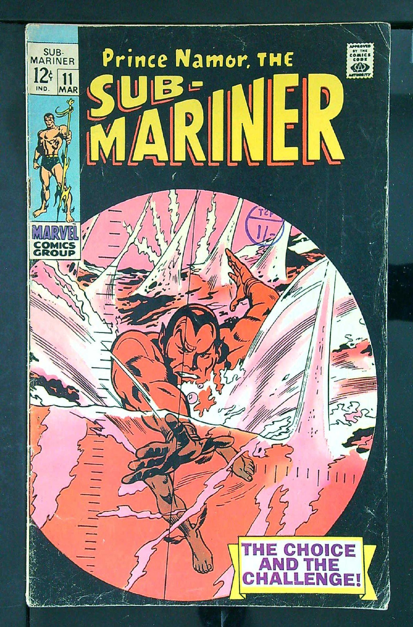 ACTUAL SCAN OF COMIC!<br>Distribution Stamp on Cover - See Scan Cover of Sub-Mariner (Vol 1) #11. One of 250,000 Vintage American Comics on sale from Krypton!