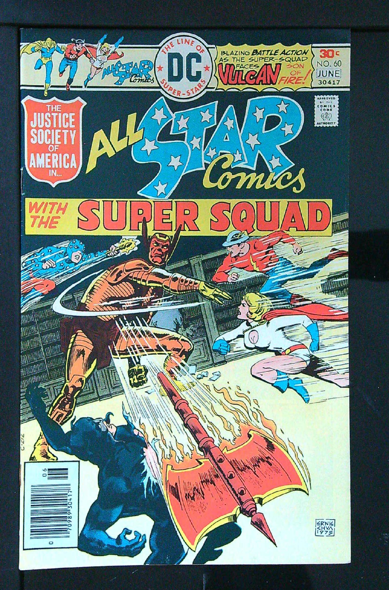 1st appearance of Vulcan Son of Fire<br>ACTUAL SCAN OF COMIC!<br> Cover of All-Star Comics (Vol 1) #60. One of 250,000 Vintage American Comics on sale from Krypton!