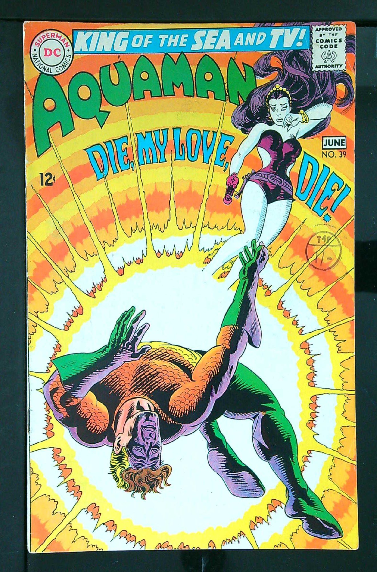 ACTUAL SCAN OF COMIC!<br>Distribution Stamp on Cover - See Scan Cover of Aquaman (Vol 1) #39. One of 250,000 Vintage American Comics on sale from Krypton!