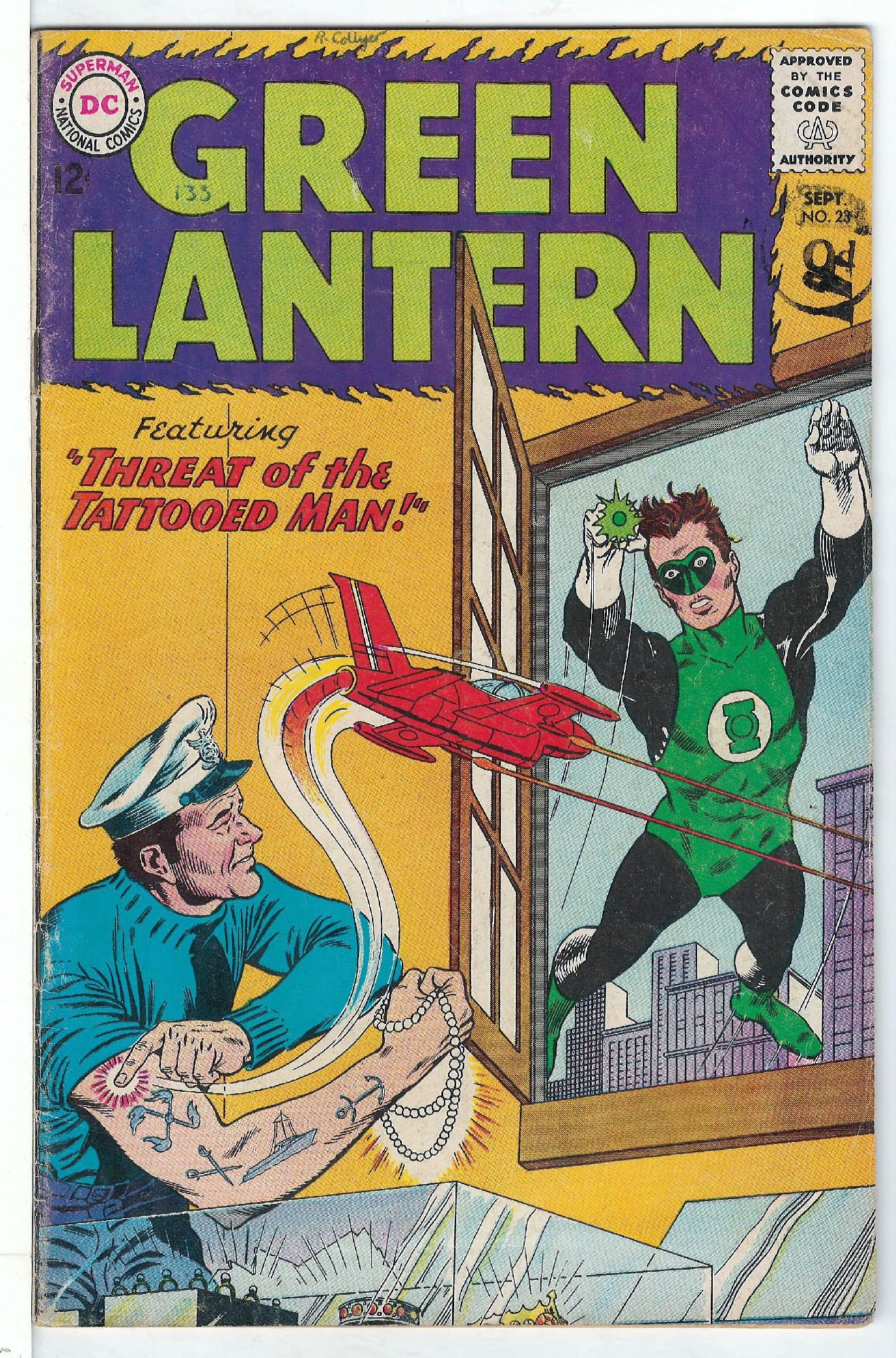 1st Tattooed Man<br>ACTUAL SCAN OF COMIC!<br>Pen on Cover - Stamp on Cover - See Scan Cover of Green Lantern (Vol 2) #23. One of 250,000 Vintage American Comics on sale from Krypton!