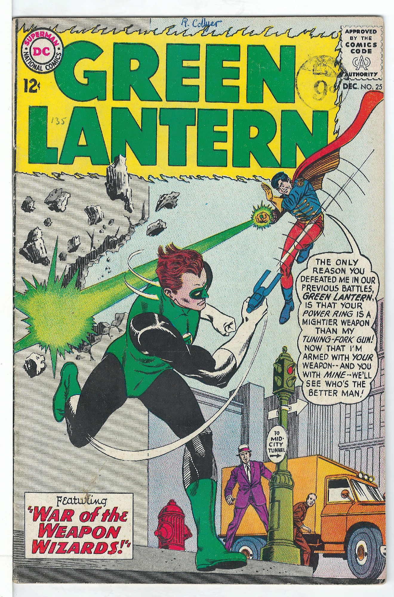 ACTUAL SCAN OF COMIC!<br>Pen on Cover - Stamp on Cover - See Scan Cover of Green Lantern (Vol 2) #25. One of 250,000 Vintage American Comics on sale from Krypton!
