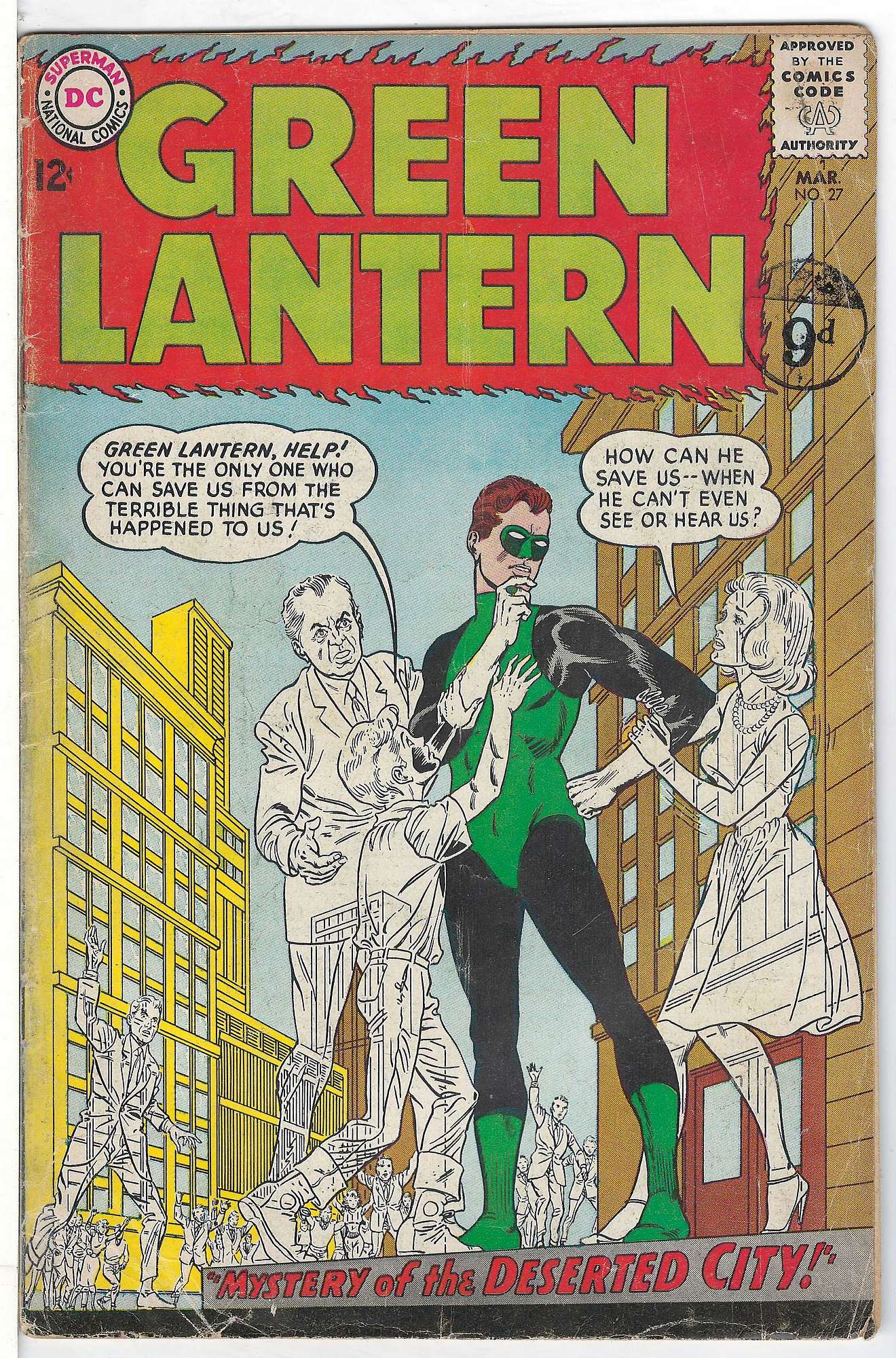 ACTUAL SCAN OF COMIC!<br>Stamp on Cover - Taped Spine - See Scan Cover of Green Lantern (Vol 2) #27. One of 250,000 Vintage American Comics on sale from Krypton!