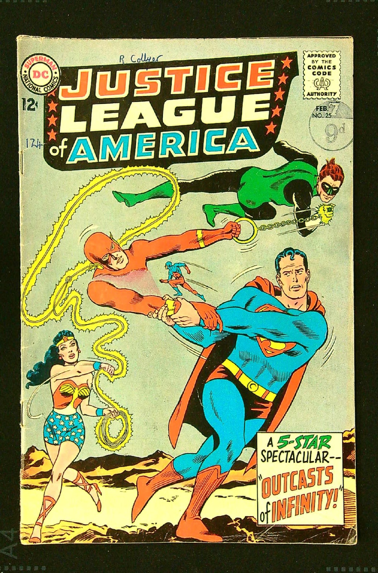 ACTUAL SCAN OF COMIC!<br>Distribution Stamp & Pen on Cover - See Scan Cover of Justice League of America (Vol 1) #25. One of 250,000 Vintage American Comics on sale from Krypton!