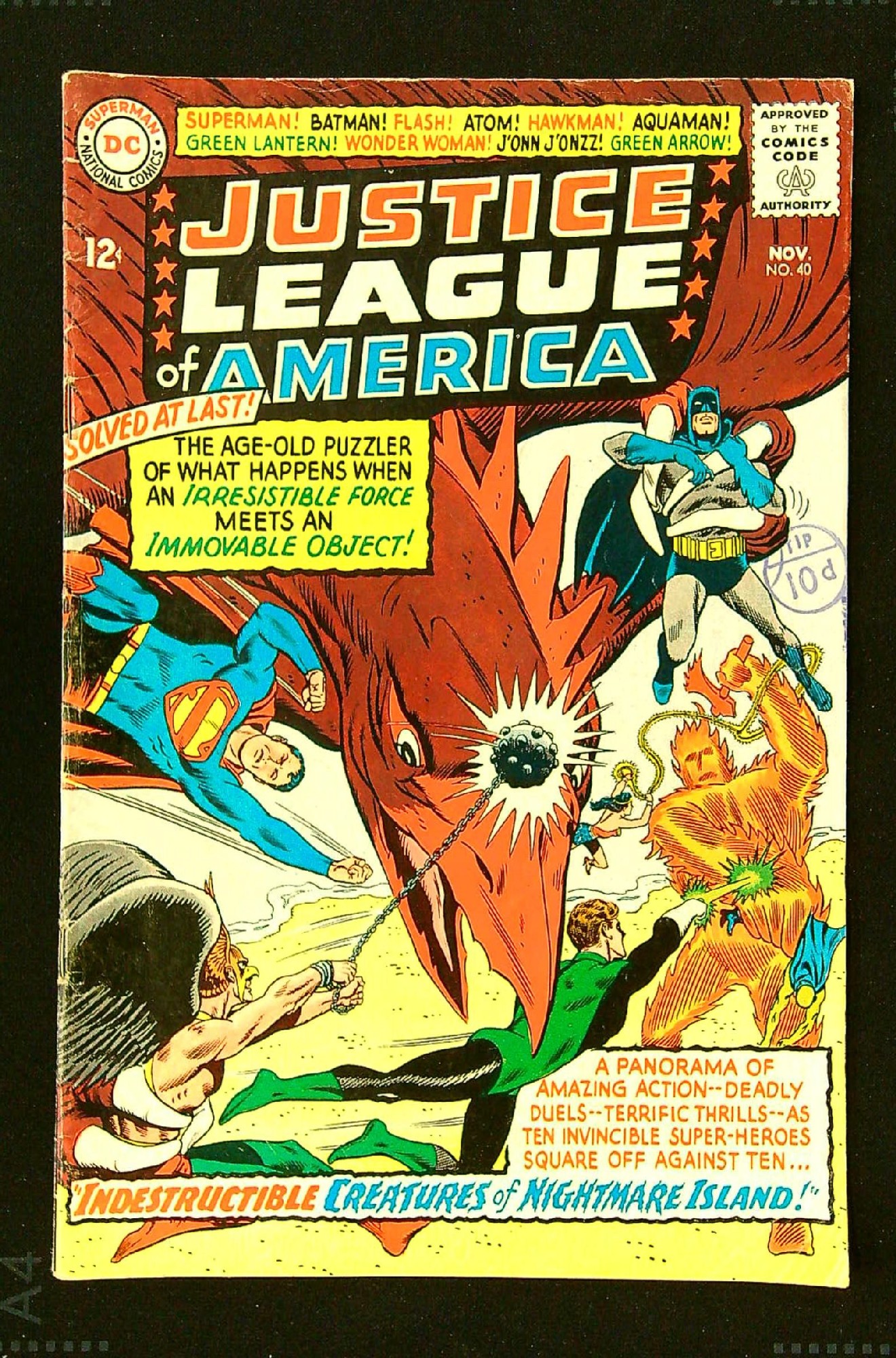 3rd Silver Age Penguin<br>ACTUAL SCAN OF COMIC!<br>Distribution Stamp on Cover - See Scan Cover of Justice League of America (Vol 1) #40. One of 250,000 Vintage American Comics on sale from Krypton!