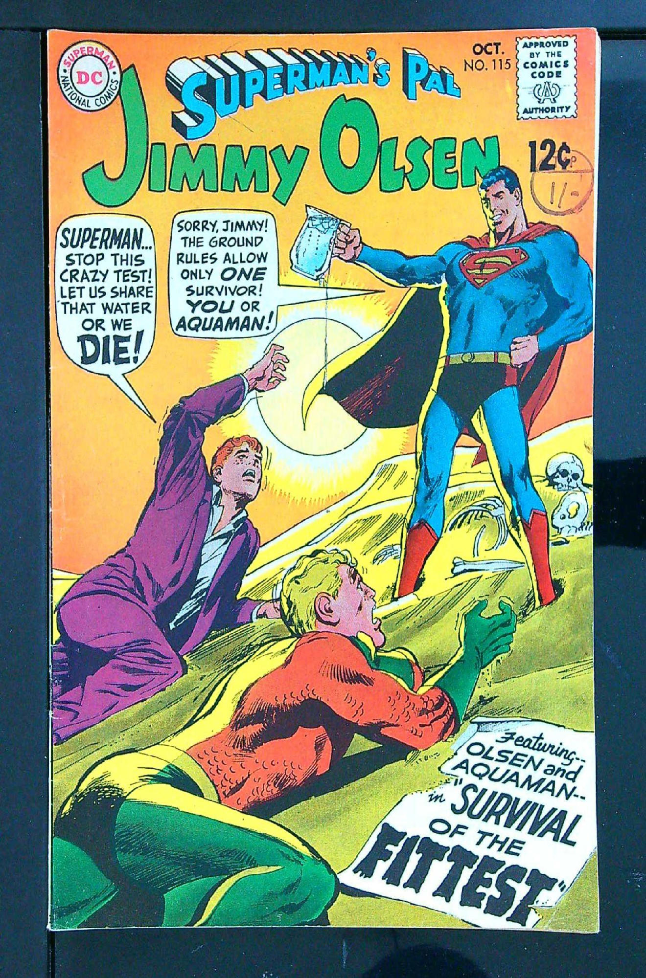 ACTUAL SCAN OF COMIC!<br>Distribution Stamp on Cover - See Scan Cover of Jimmy Olsen (Vol 1) Supermans Pal #115. One of 250,000 Vintage American Comics on sale from Krypton!
