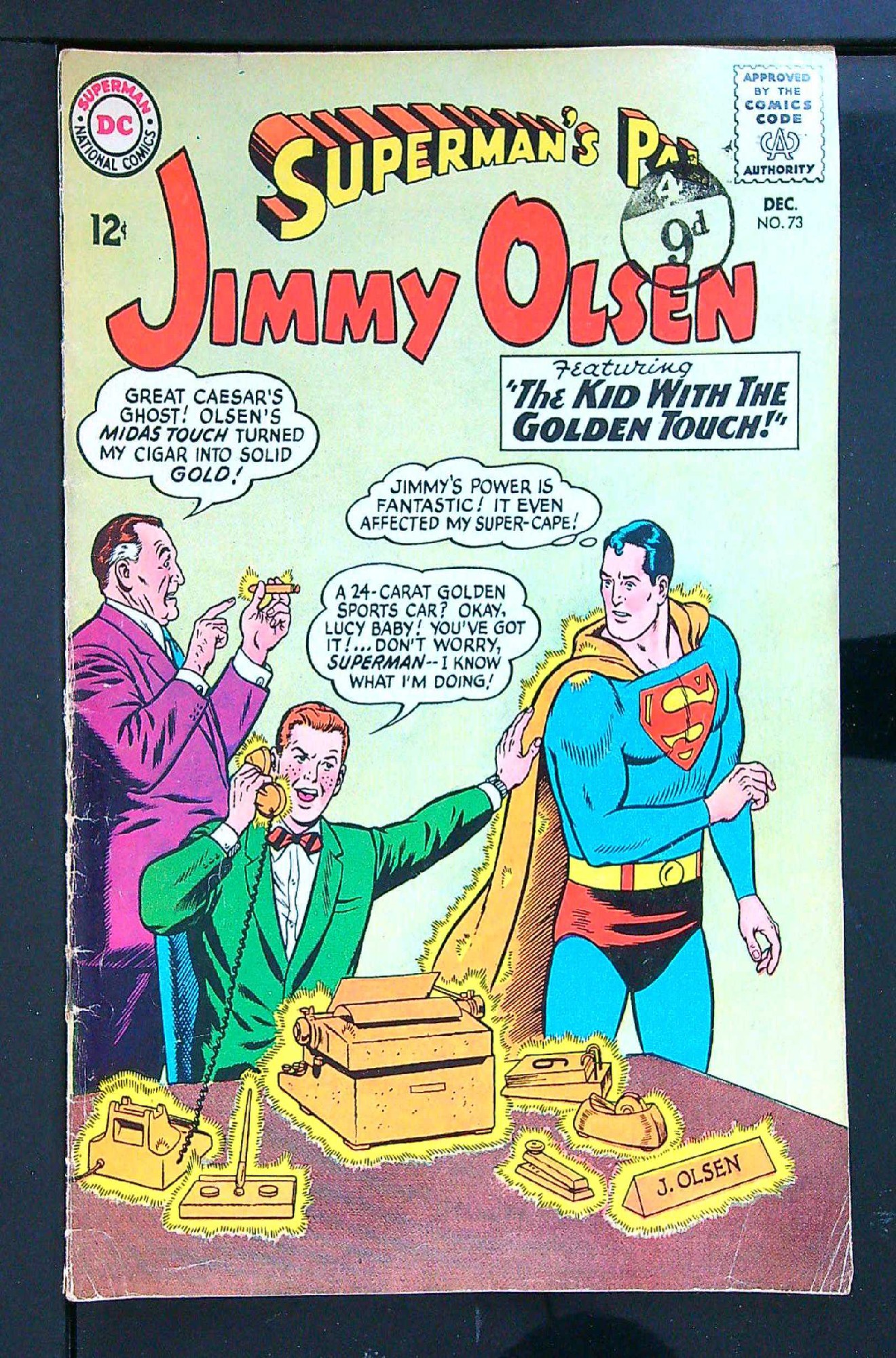 ACTUAL SCAN OF COMIC!<br>Distribution Stamp on Cover - See Scan Cover of Jimmy Olsen (Vol 1) Supermans Pal #73. One of 250,000 Vintage American Comics on sale from Krypton!