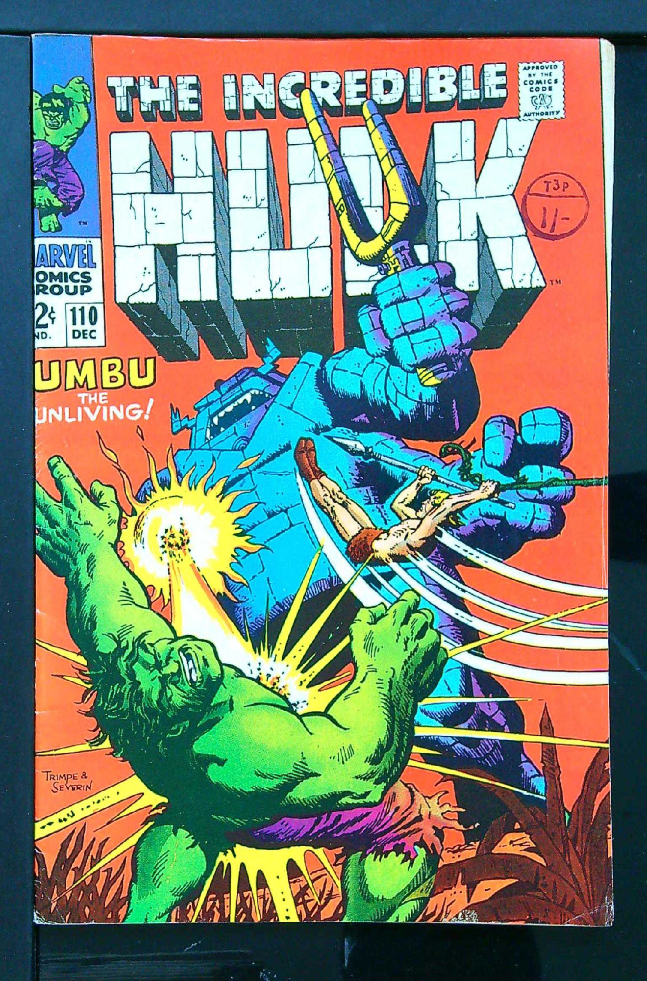 ACTUAL SCAN OF COMIC!<br>Distribution Stamp on Cover - See Scan Cover of Incredible Hulk (Vol 2) #110. One of 250,000 Vintage American Comics on sale from Krypton!