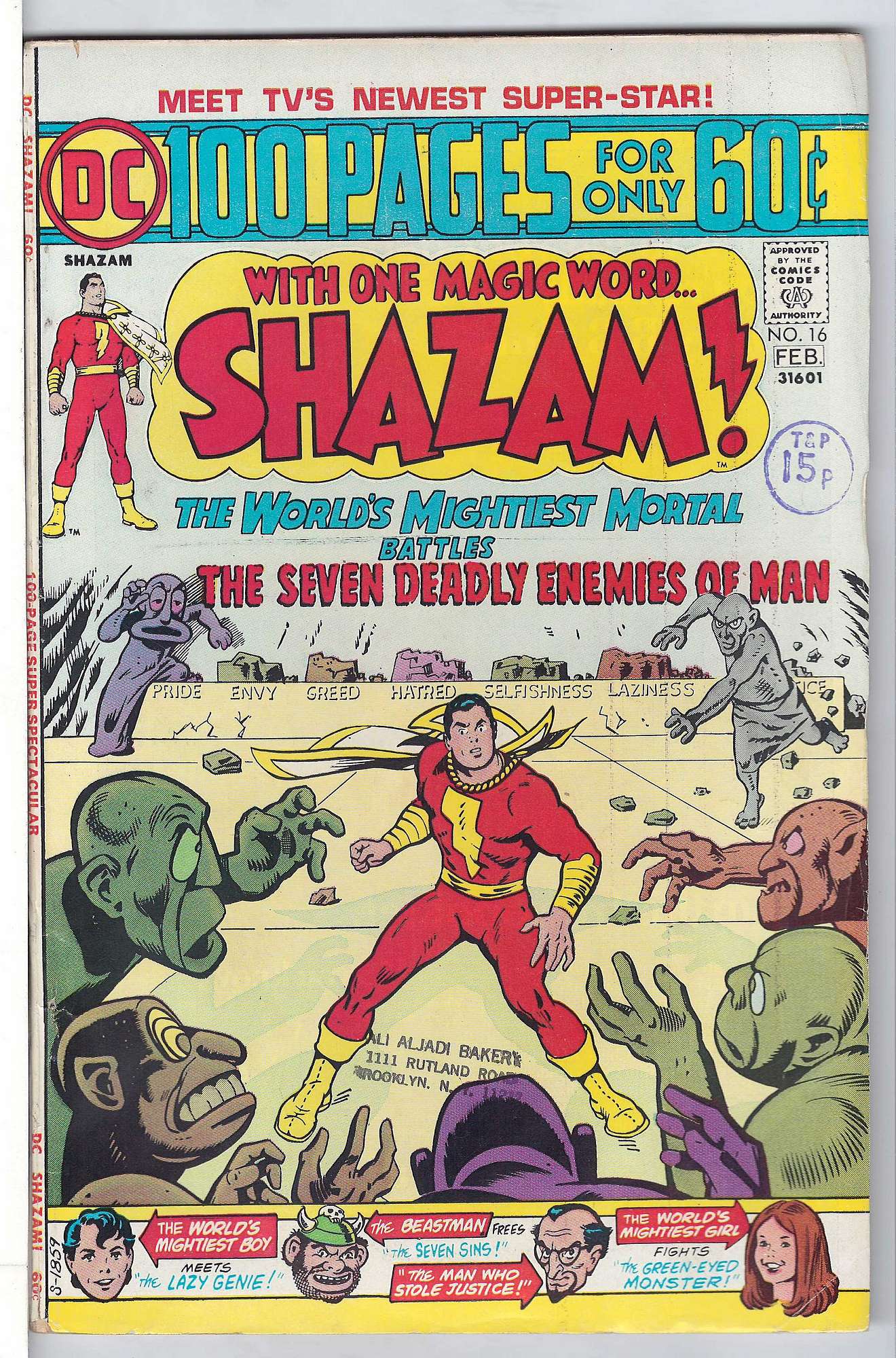 100 Pages<br>ACTUAL SCAN OF COMIC!<br>Distribution Stamp on Cover - See Scan Cover of Shazam! (Vol 1) #16. One of 250,000 Vintage American Comics on sale from Krypton!