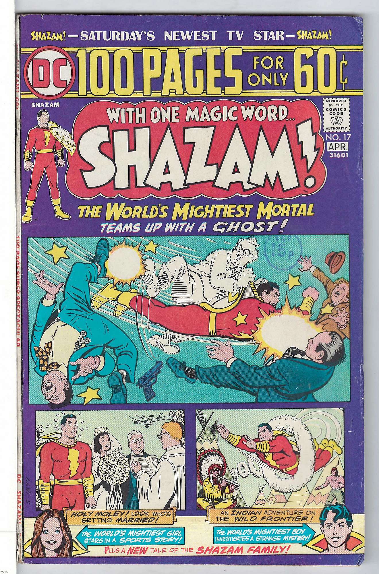100 Pages<br>ACTUAL SCAN OF COMIC!<br>Distribution Stamp on Cover - See Scan Cover of Shazam! (Vol 1) #17. One of 250,000 Vintage American Comics on sale from Krypton!
