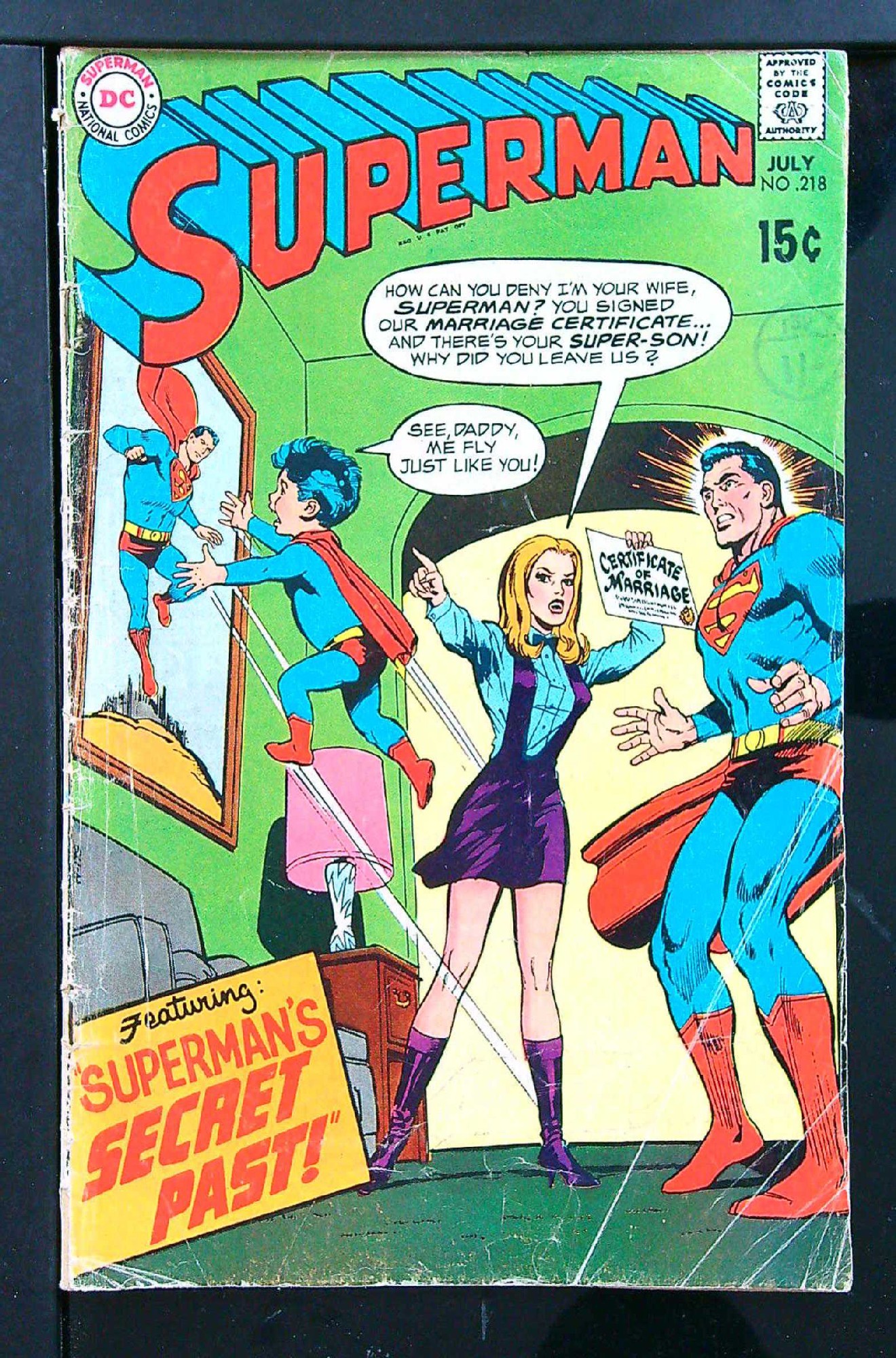 ACTUAL SCAN OF COMIC!<br>Distribution Stamp on Cover - See Scan Cover of Superman (Vol 1) #218. One of 250,000 Vintage American Comics on sale from Krypton!