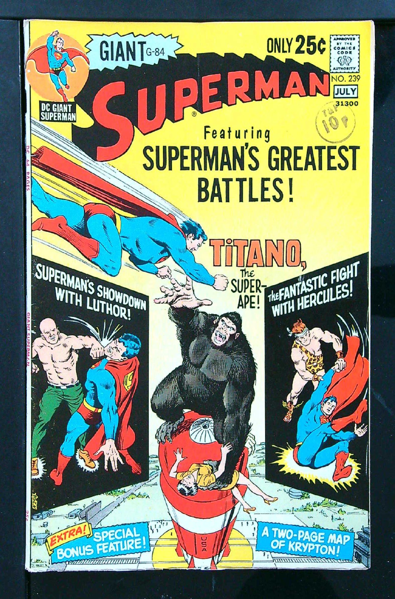 ACTUAL SCAN OF COMIC!<br>Distribution Stamp on Cover - See Scan Cover of Superman (Vol 1) #239. One of 250,000 Vintage American Comics on sale from Krypton!