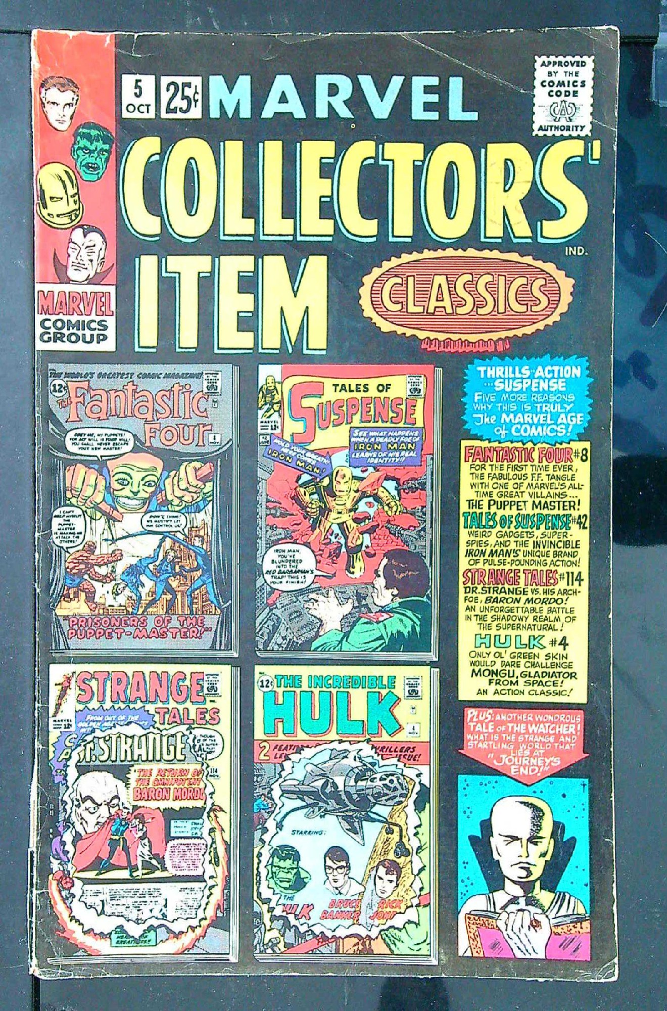 ACTUAL SCAN OF COMIC!<br>Distribution Stamp on Cover - Split Lower Spine - See Scan Cover of Marvel Collectors Item Classics (Vol 1) #5. One of 250,000 Vintage American Comics on sale from Krypton!