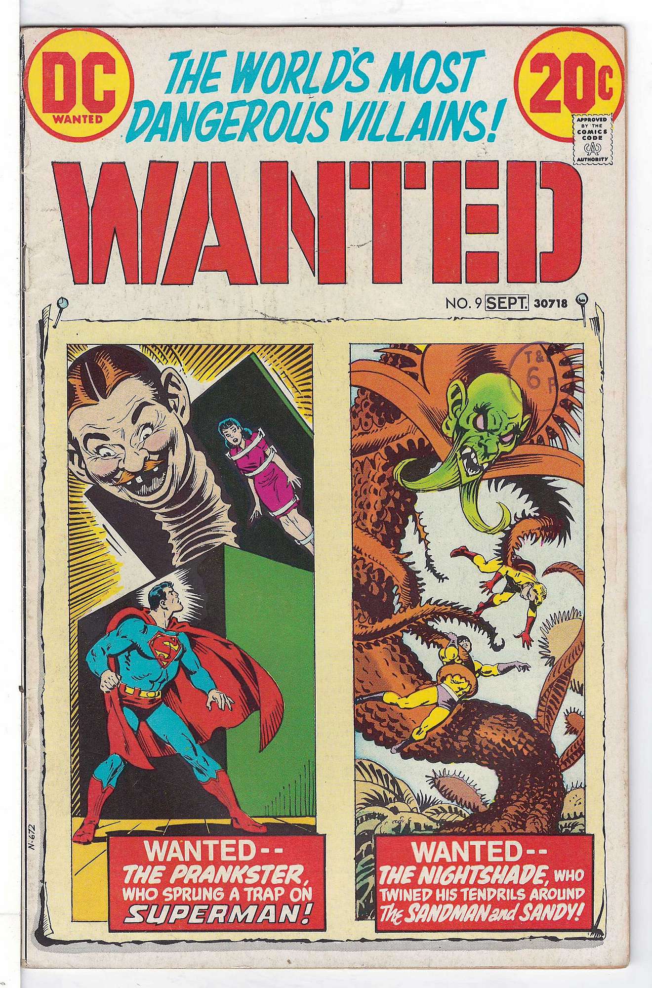 ACTUAL SCAN OF COMIC!<br>Distribution Stamp on Cover - See Scan Cover of Wanted: Worlds Most Dangerous Villains (Vol 1) #9. One of 250,000 Vintage American Comics on sale from Krypton!