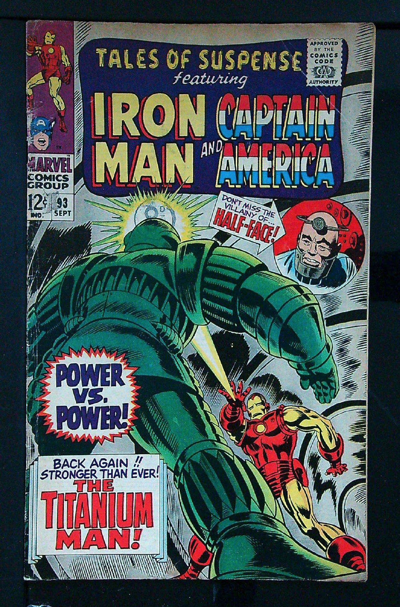 ACTUAL SCAN OF COMIC!<br>Distribution Stamp on Cover - See Scan Cover of Tales of Suspense (Vol 1) #93. One of 250,000 Vintage American Comics on sale from Krypton!