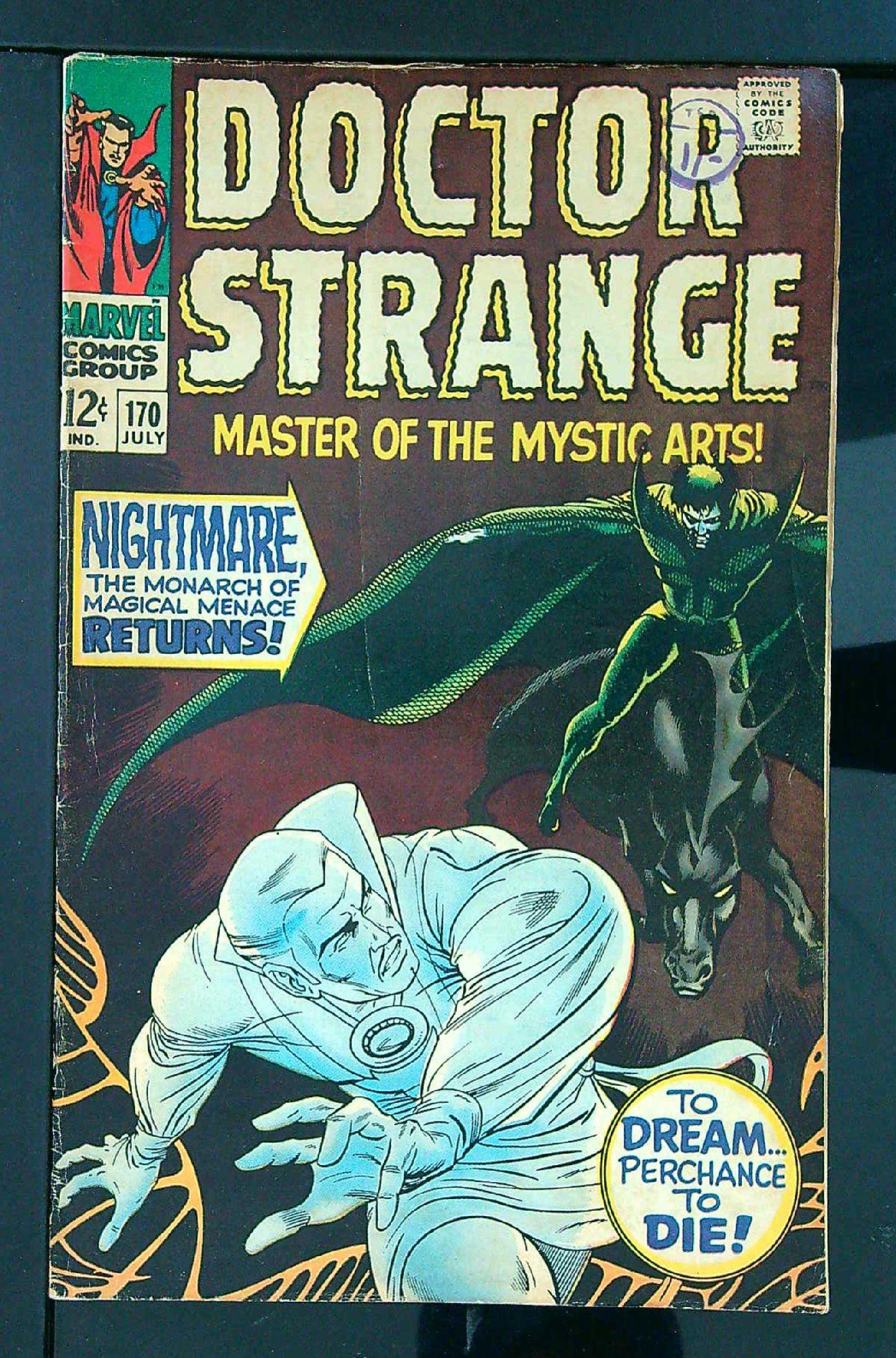 ACTUAL SCAN OF COMIC!<br>Distribution Stamp on Cover - See Scan Cover of Doctor Strange (Vol 1) #170. One of 250,000 Vintage American Comics on sale from Krypton!