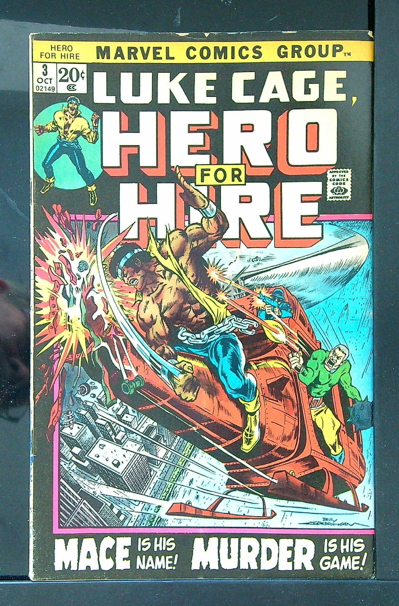 ACTUAL SCAN OF COMIC!<br> Cover of Hero For Hire (Vol 1) Luke Cage #3. One of 250,000 Vintage American Comics on sale from Krypton!