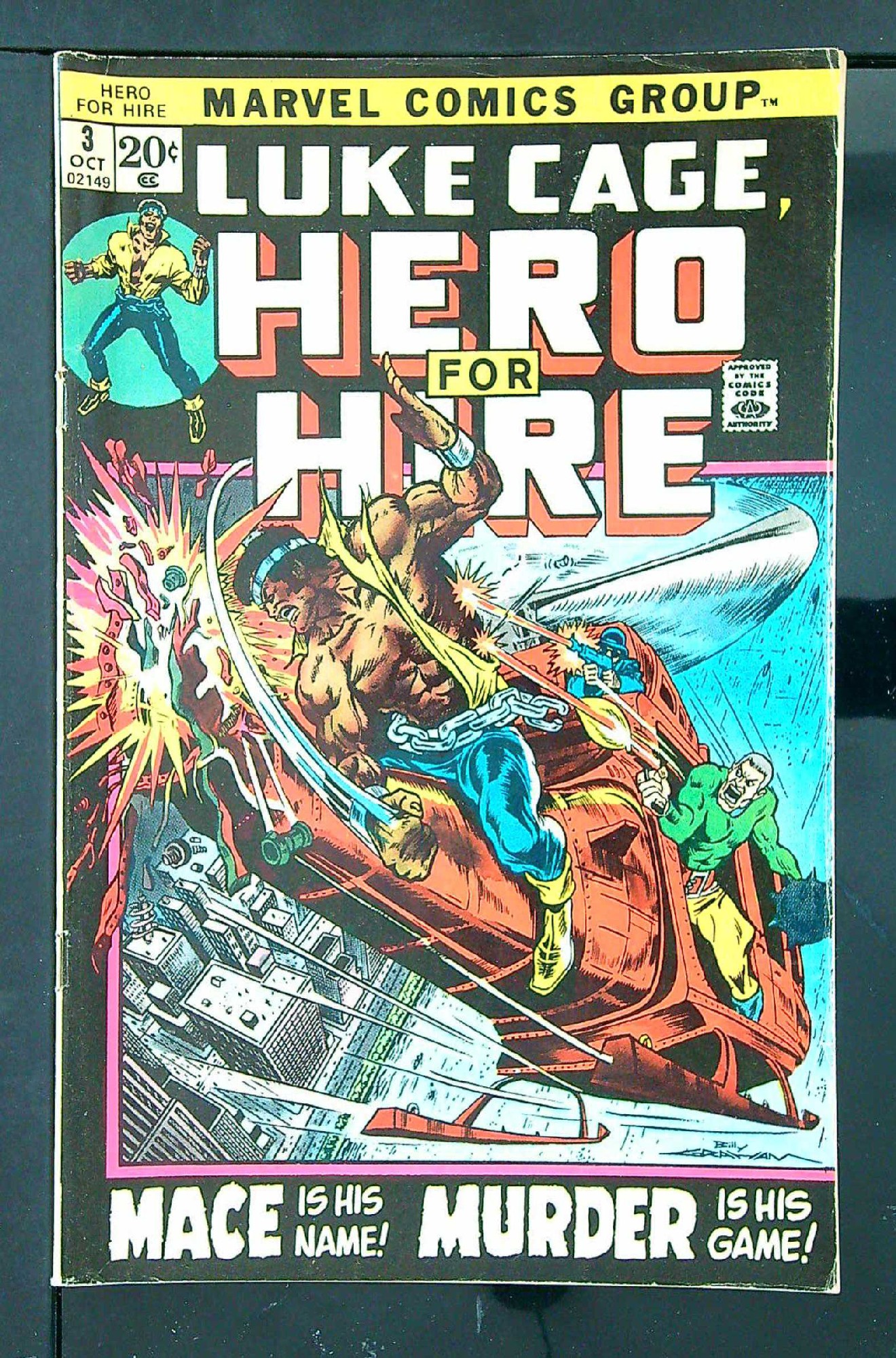 ACTUAL SCAN OF COMIC!<br> Cover of Hero For Hire (Vol 1) Luke Cage #3. One of 250,000 Vintage American Comics on sale from Krypton!