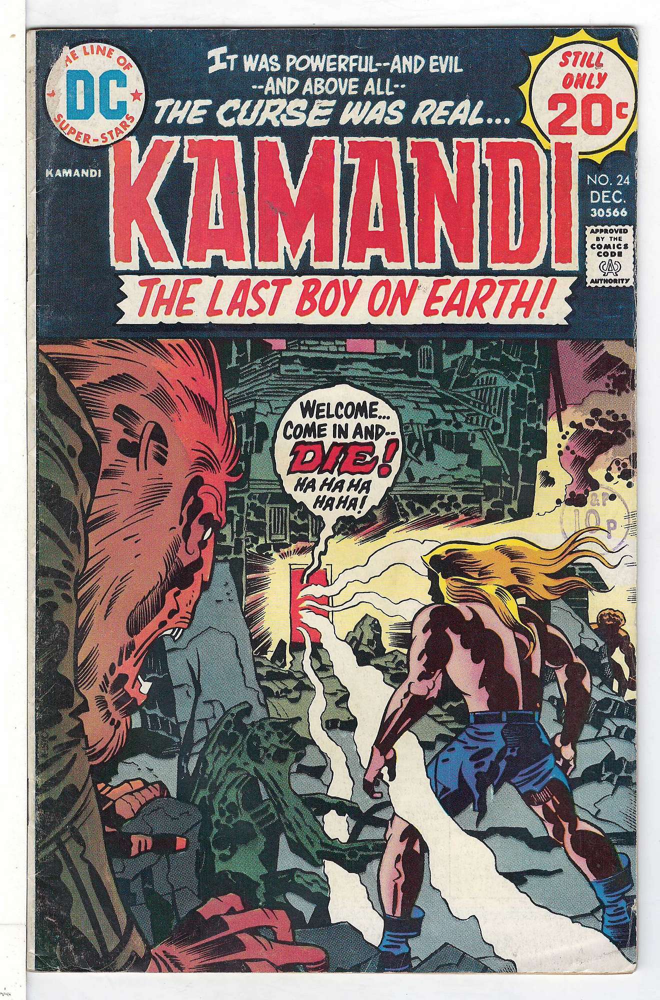 ACTUAL SCAN OF COMIC!<br>Distribution Stamp on Cover - See Scan Cover of Kamandi (Vol 1) The Last Boy on Earth #24. One of 250,000 Vintage American Comics on sale from Krypton!