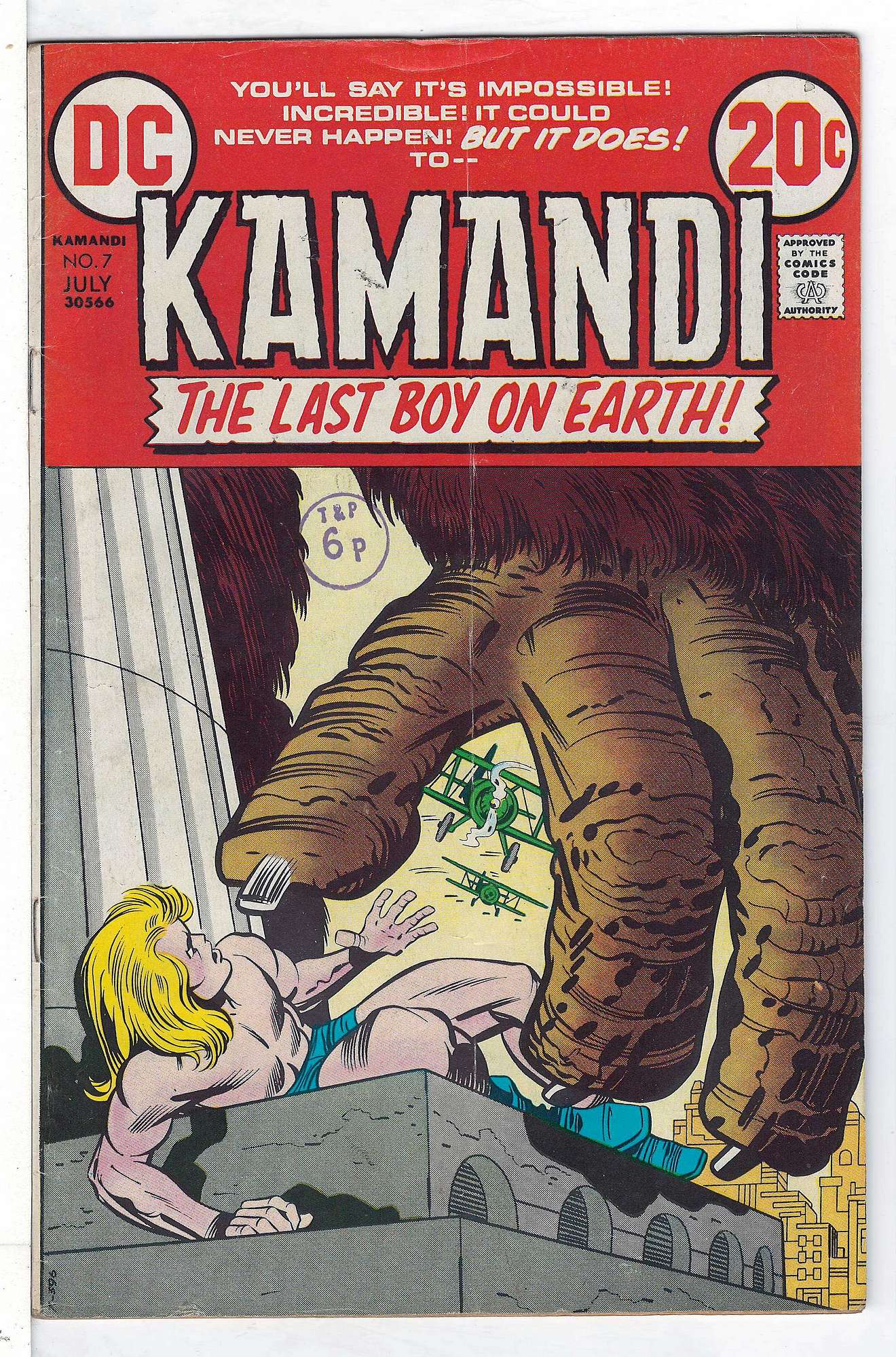 ACTUAL SCAN OF COMIC!<br>Distribution Stamp on Cover - See Scan Cover of Kamandi (Vol 1) The Last Boy on Earth #7. One of 250,000 Vintage American Comics on sale from Krypton!