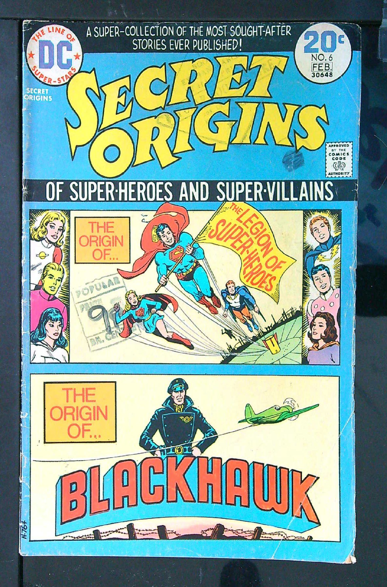 ACTUAL SCAN OF COMIC!<br>Distribution Stamp & Pen on Cover - See Scan Cover of Secret Origins (Vol 2) #6. One of 250,000 Vintage American Comics on sale from Krypton!