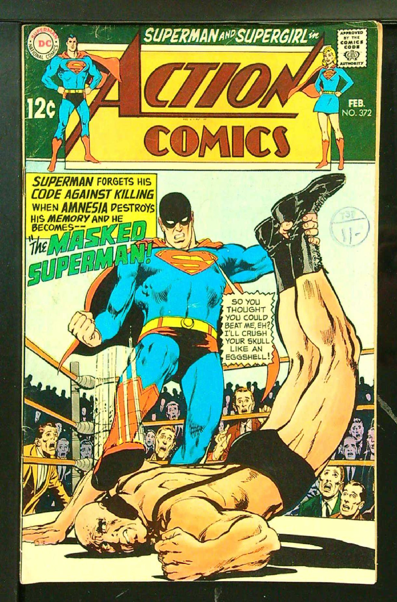 ACTUAL SCAN OF COMIC!<br>Distribution Stamp on Cover - See Scan Cover of Action Comics (Vol 1) #372. One of 250,000 Vintage American Comics on sale from Krypton!