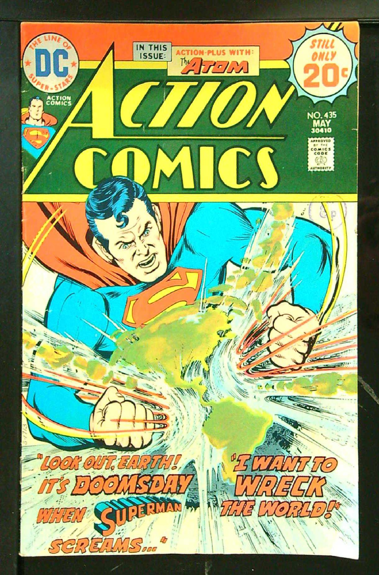 ACTUAL SCAN OF COMIC!<br>Distribution Stamp on Cover - See Scan Cover of Action Comics (Vol 1) #435. One of 250,000 Vintage American Comics on sale from Krypton!