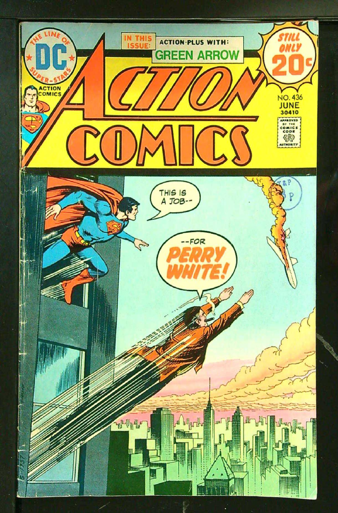 ACTUAL SCAN OF COMIC!<br>Distribution Stamp on Cover - See Scan Cover of Action Comics (Vol 1) #436. One of 250,000 Vintage American Comics on sale from Krypton!