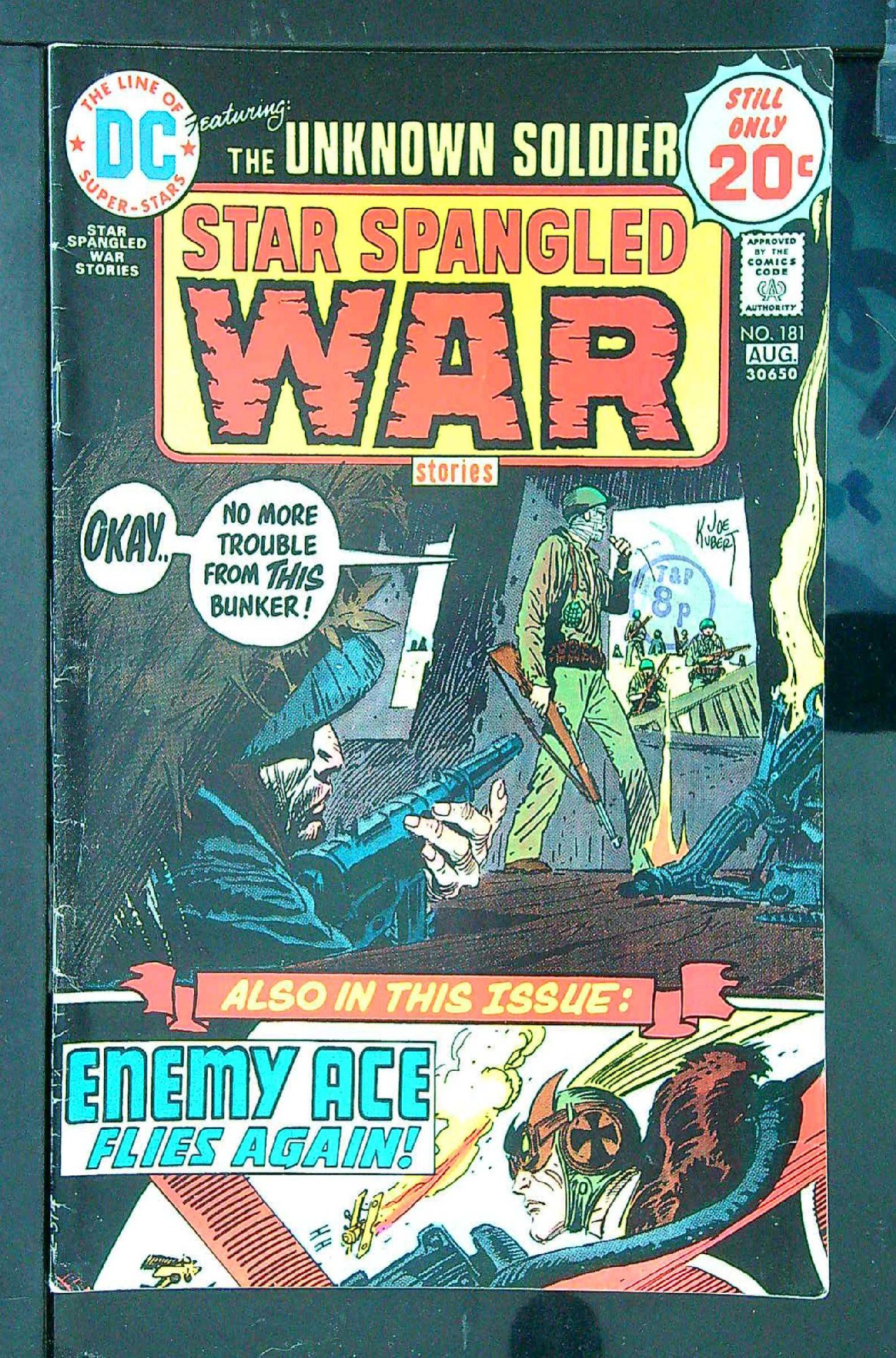 ACTUAL SCAN OF COMIC!<br>Distribution Stamp on Cover - See Scan Cover of Star Spangled War Stories (Vol 1) #181. One of 250,000 Vintage American Comics on sale from Krypton!