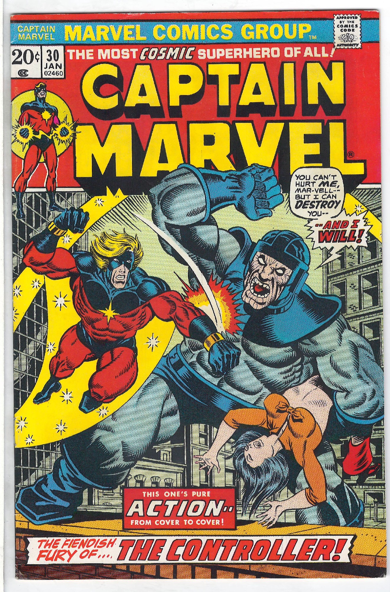 ACTUAL SCAN OF COMIC!<br> Cover of Captain Marvel (Vol 1) #30. One of 250,000 Vintage American Comics on sale from Krypton!